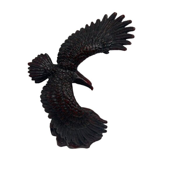2 Vintage Red Resin Bird Eagle Sculptures Wings Spread - Picture 2 of 11
